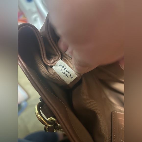 Coach Peyton Brown Saffiano Leather Chain Shoulder Bag - Picture 9 of 12